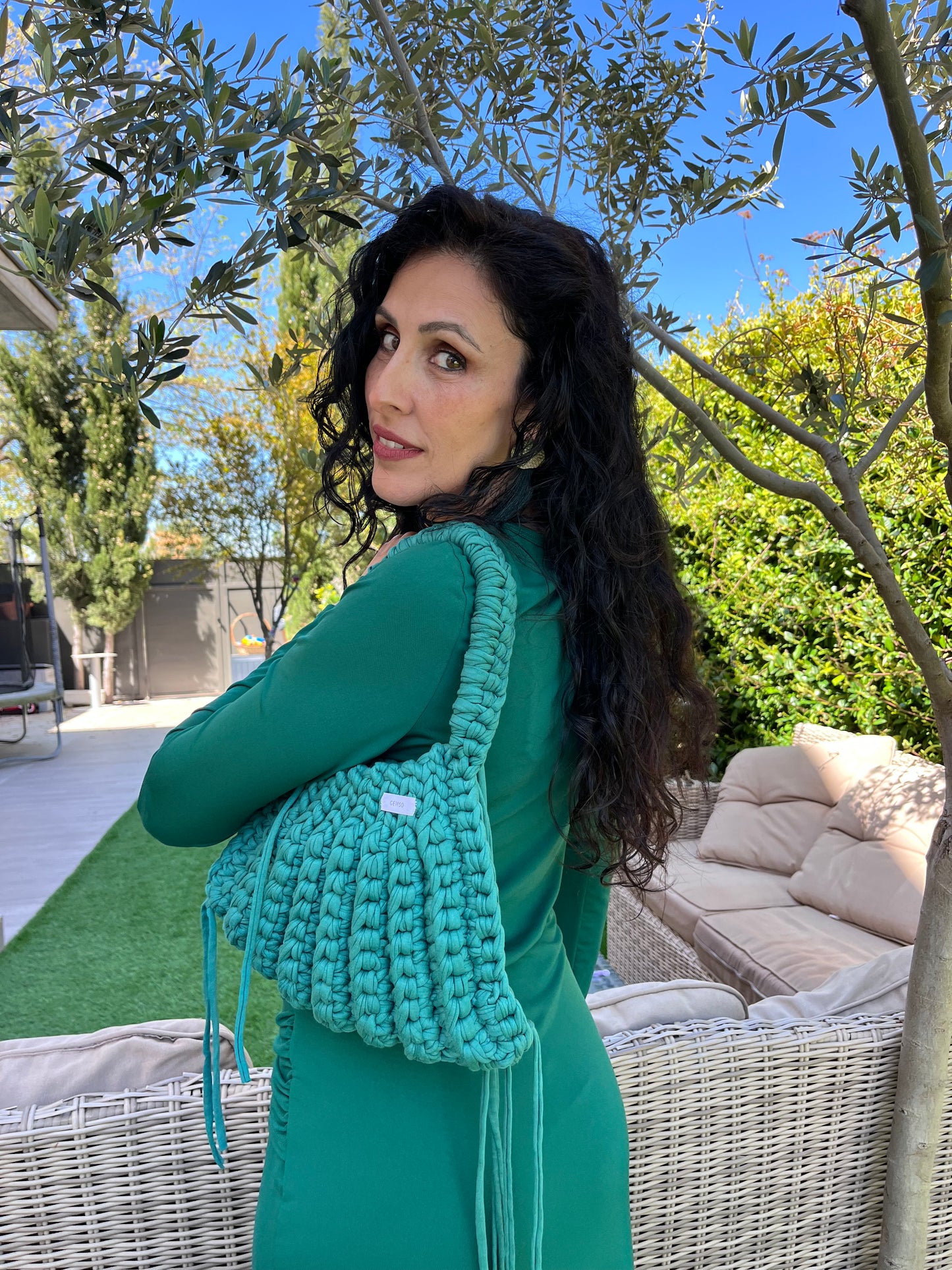 Bolso de hombro a crochet verde / bolso de hombro a crochet tendencia tendencia / bolso a crochet verano / bolso a crochet boda / bolso a crochet graduación