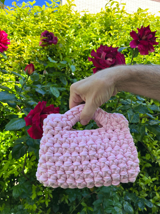 Mini tote bag/ Mini bolso de mano hecho a crochet graduación/ Mini bolso a crochet rosa / Mini bolso a crochet tendencias